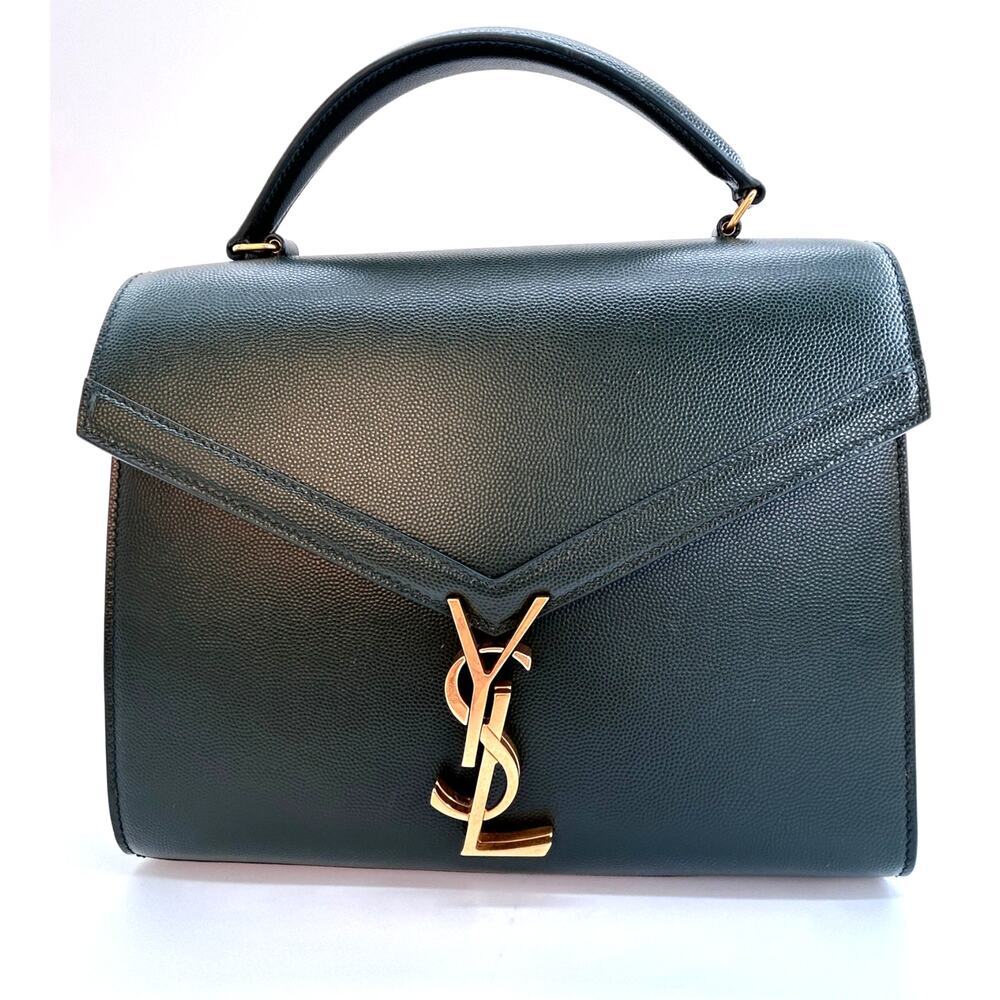 YSL Green Cassandra Leather Top Handle Crossbody Bag GHW Medium Authentic CoA - Picture 2 of 11